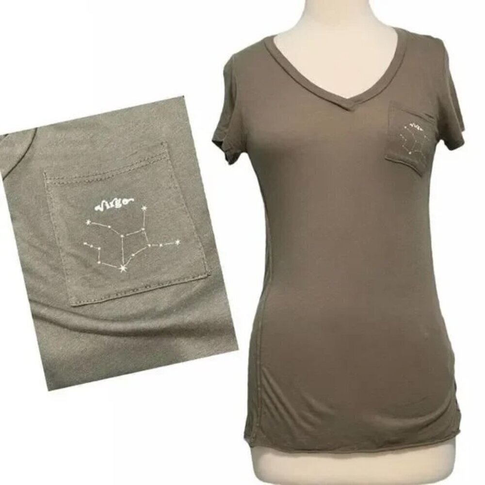Michelle By Comune Zodiac Virgo T-Shirt Short Sleeves Pocket Astrology Green L